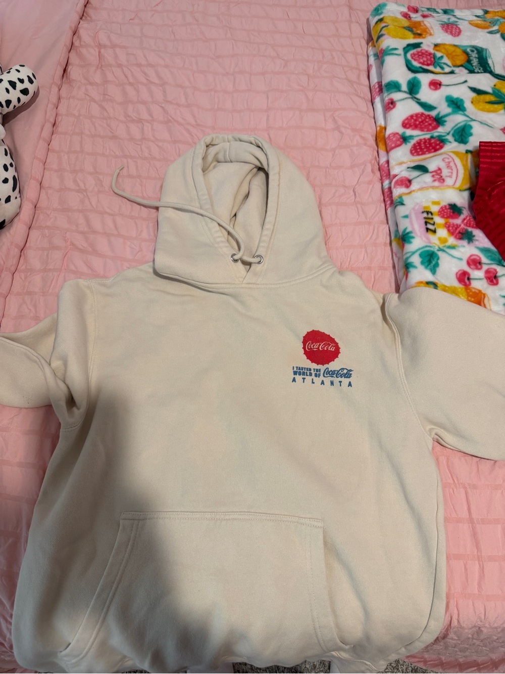 Coca Cola Cream Cowl Neck Pullover with Red Logo